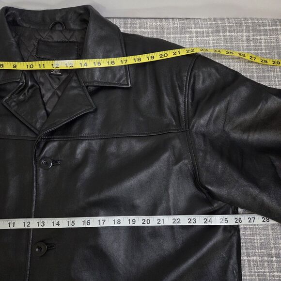 Massini Collection Soft Leather Car Coat Men's XL Black Button-Up Quilt Lining - Picture 4 of 13